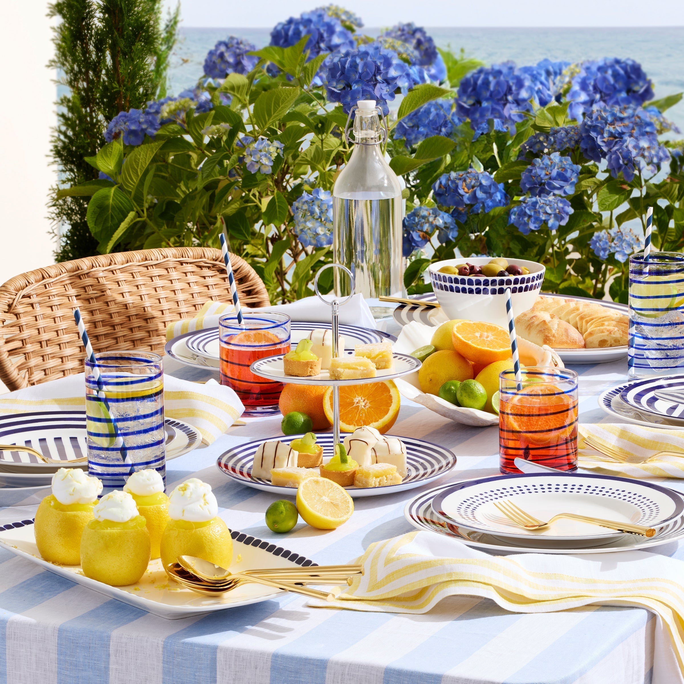 Blue Horizontal Stripe Dinner Plate - Image 3
