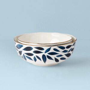Textured Nesting Bowl Set with Gold Band, 2-Piece