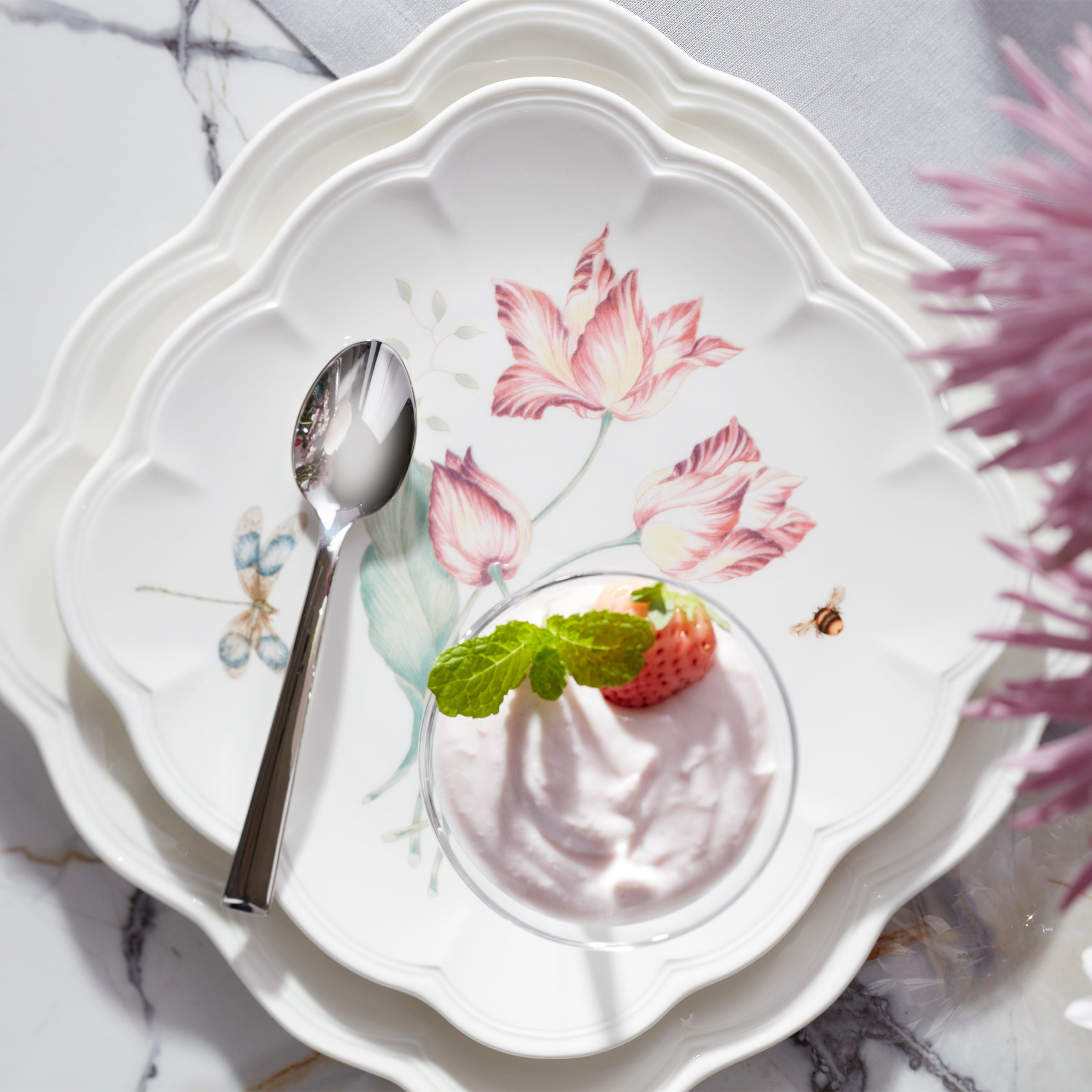 Warm Gold Rim Coupe Salad Decorative Plates - Image 2