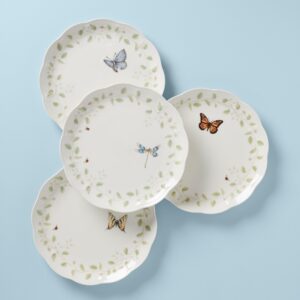 Butterfly Vine Scalloped Dinner Plates, Set of 4