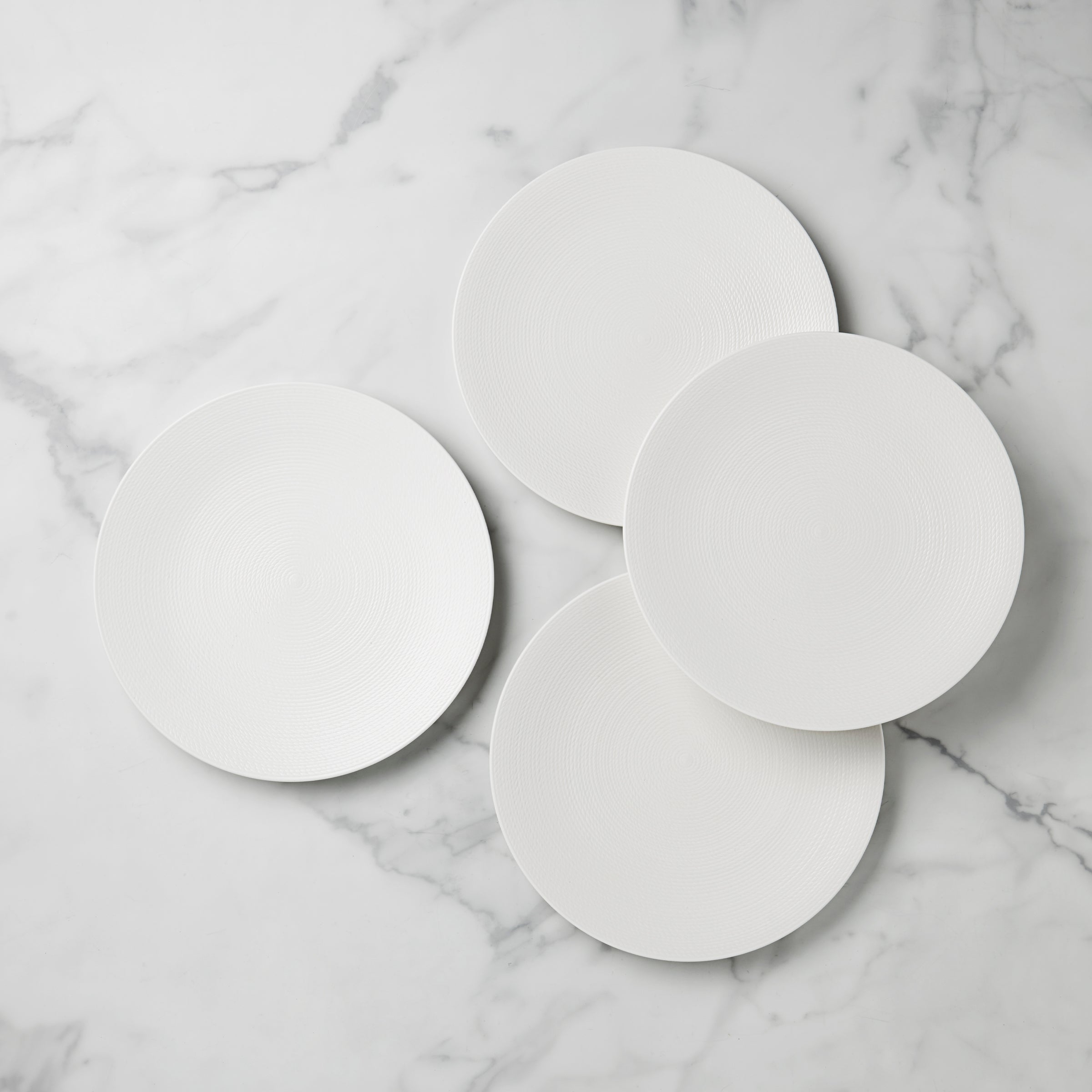 White Textured Porcelain Dinner Plates, Set of 4