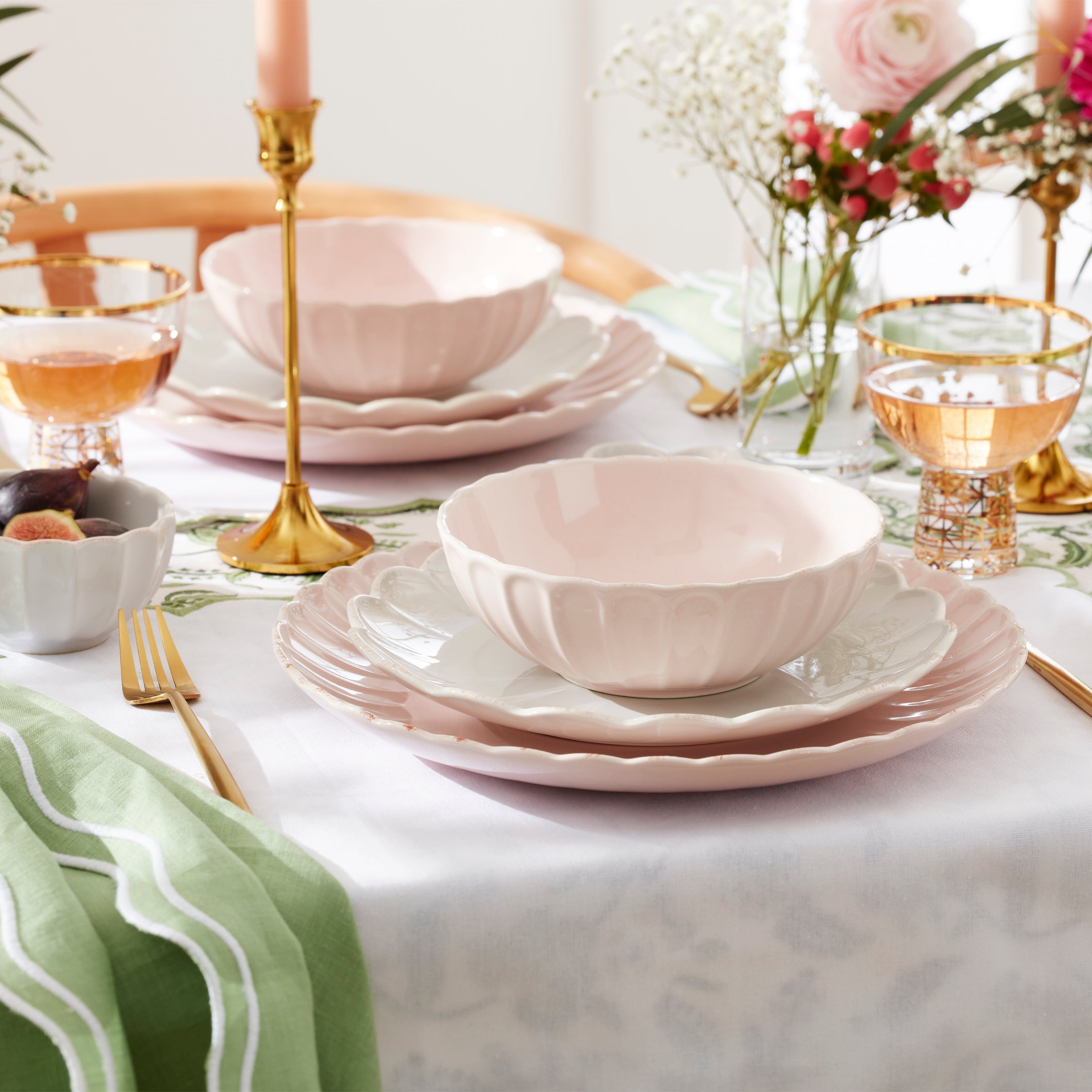 Blush Gold Rim Coupe Salad Decorative Plates - Image 4