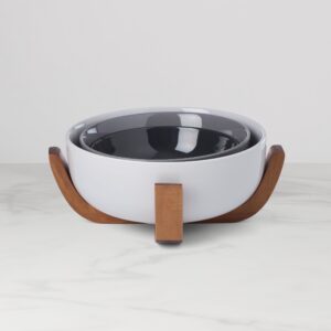 Ombre Pumice Nesting Bowl Set with Wood Stand, 3-Piece