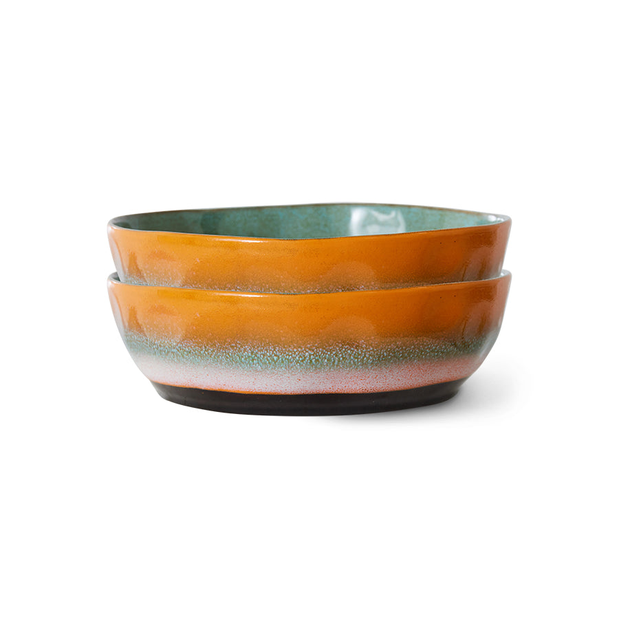 Wide Stoneware Pasta Bowls - Set of 2