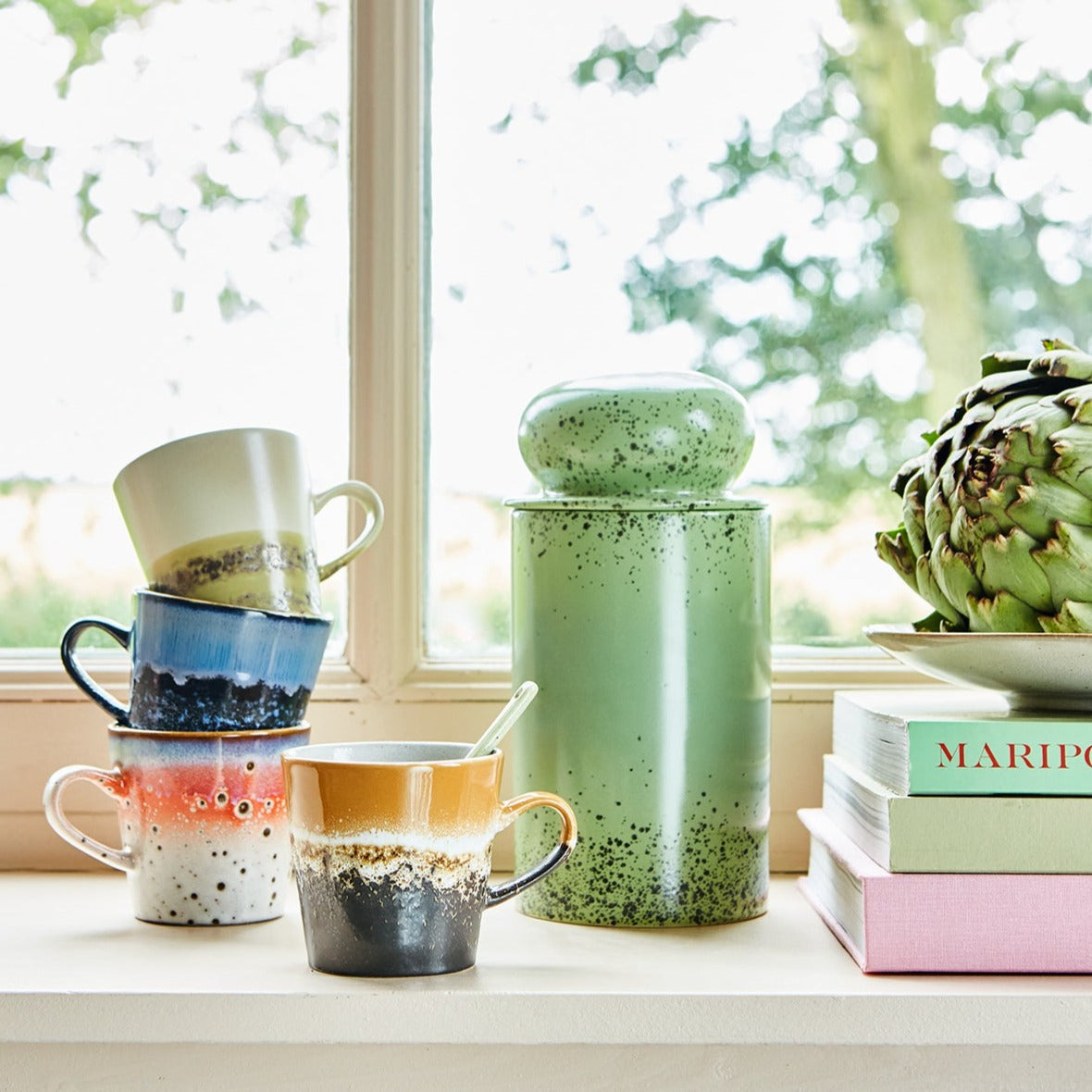 Colorful Stoneware Storage Jar - Image 5